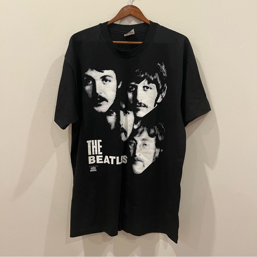 Vintage 90s Beatles Shirt Mens Extra Large Black Single Stitch 2 Sided Band T